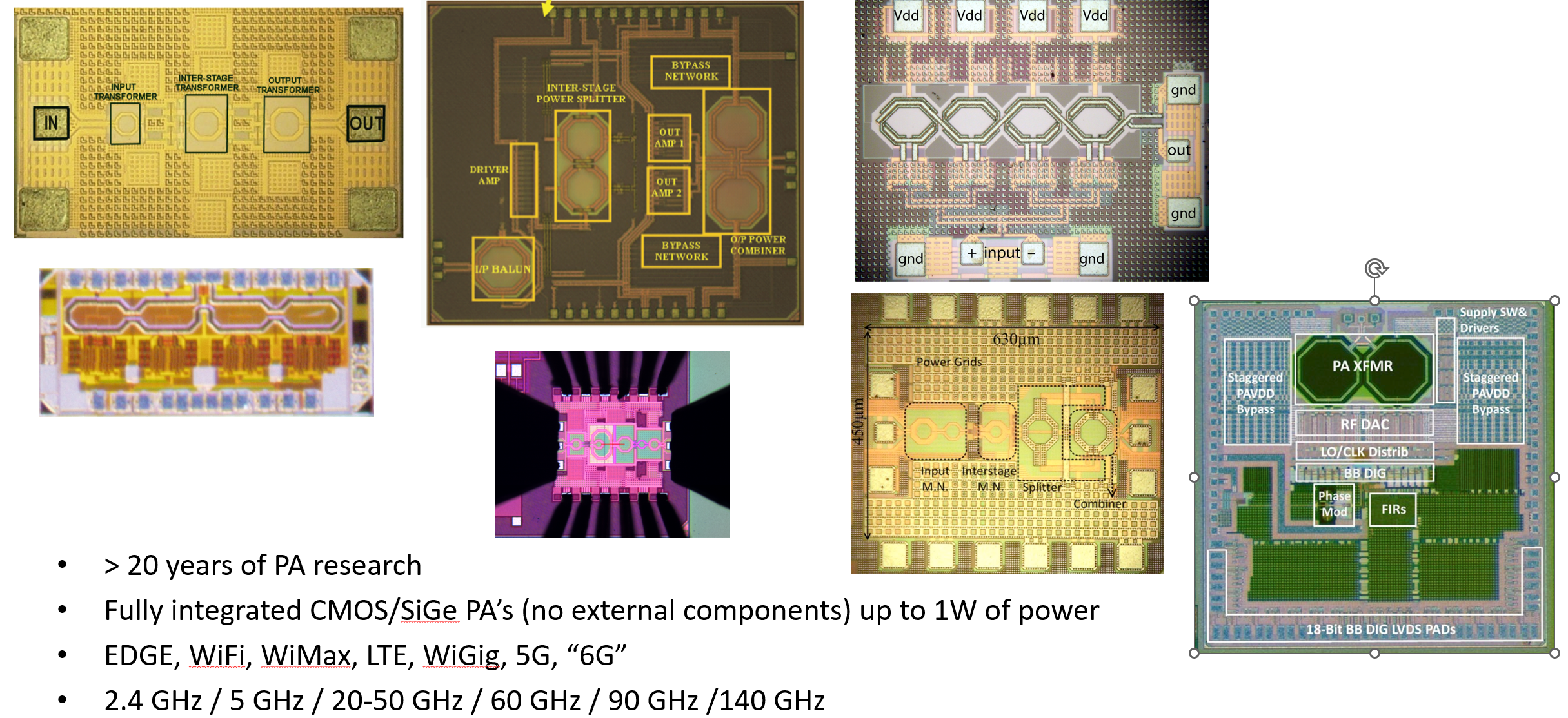 Research Thrusts include Medical Sensors and mm-Wave Comm