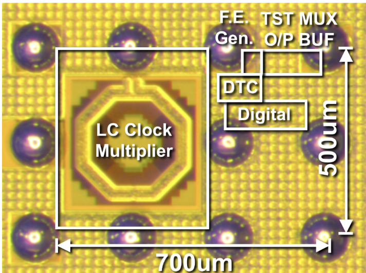 Die photo of a frequency multiplier chip.