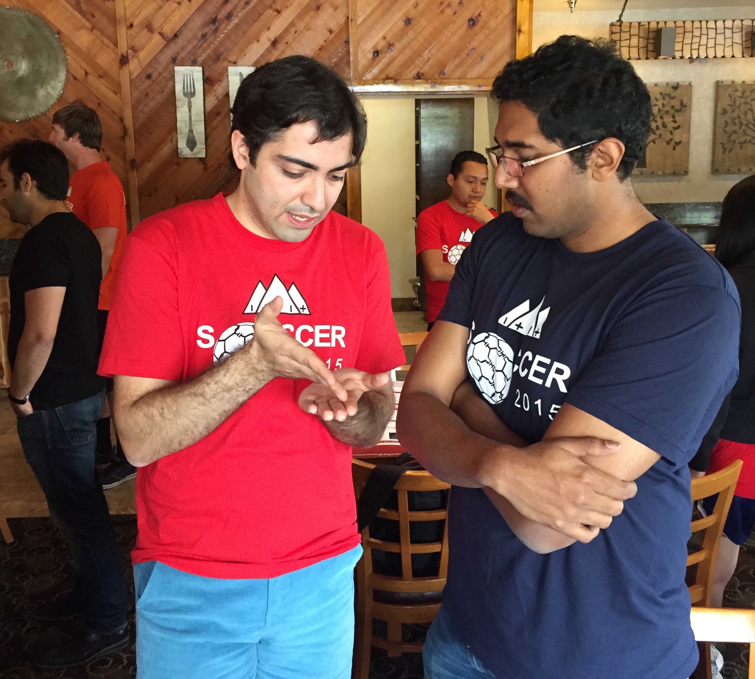 Prof. Arbabian chatting with Pramod Murali